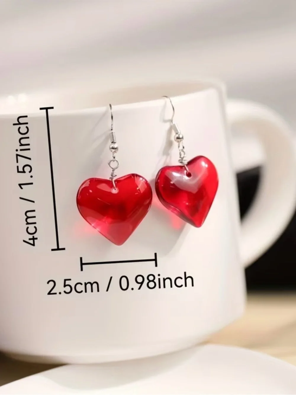 NEW! Red Heart Dangle Earrings for Women. Statement Heart Earrings ❤️